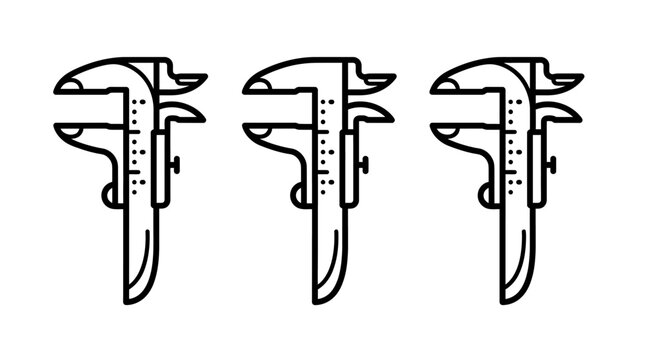 Three black and white calipers in a row for measurement.