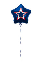 Star-shaped balloon featuring the USA, the American star on a blue background. Applicable for the...