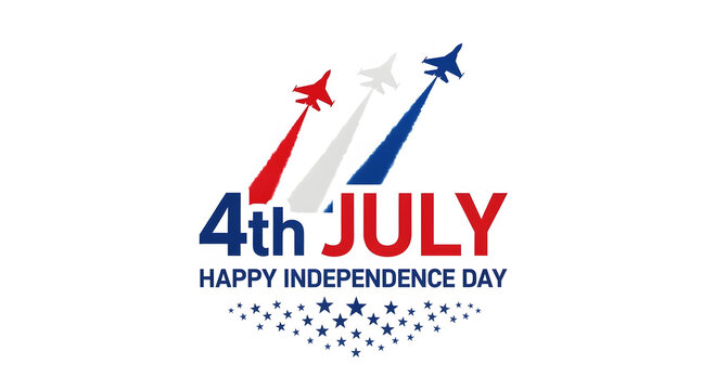 Three fighter jets in red white and blue trails celebrate 4th July fourth independence