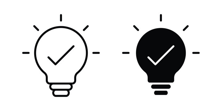 Idea icon in stroke outline style with flat version