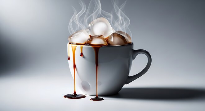 Steaming cup of hot chocolate with marshmallows and chocolate syrup. kaffeebecher