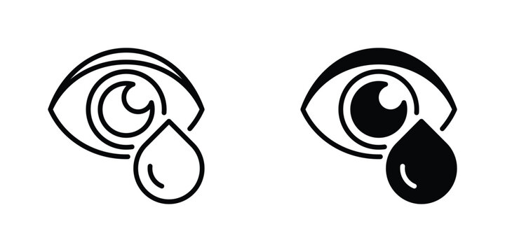 Dry Eye Vector Line Icon for healthcare and medical