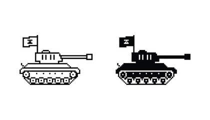 Pixel Art Tank Icon Gaming Asset Design Retro Military Vehicle © Quantum