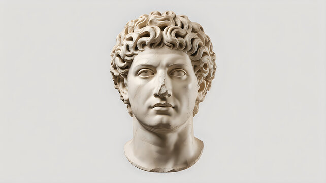 Marble bust of a man with curly hair sculpture artwork