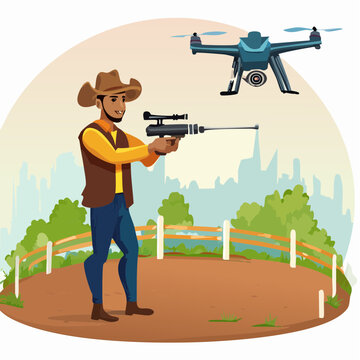 Modern rancher using anti drone signal jammer against surveillance