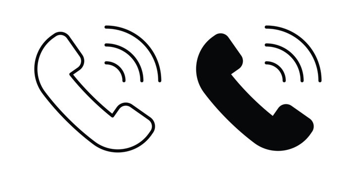 Phone call icon in stroke outline style with flat version