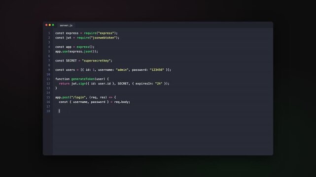 JavaScript Code Animation, Programming Code Typing Animation, Software Development Screen, Developer Writing Code in Editor