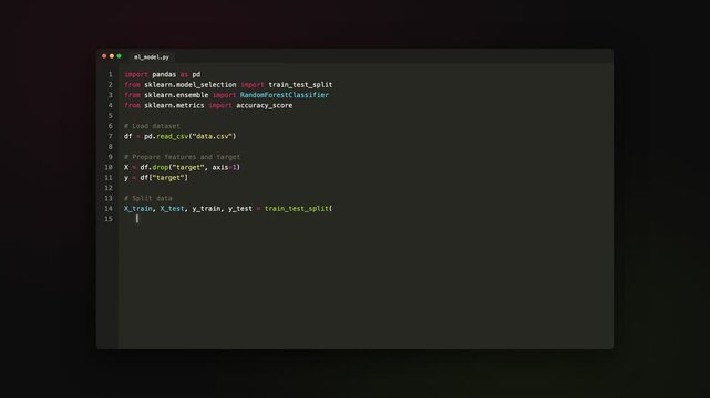 Python Code Typing Animation, Programming Code Typing Animation, Software Development Screen, Developer Writing Code in Editor