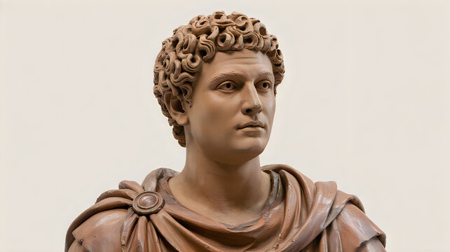Roman emperor statue head sculpture closeup  ancient male figure