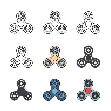 Fidget Spinner Toy Icon Set Vector Illustration