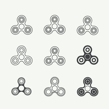 Fidget Spinner Toy Icon Set Vector Illustration