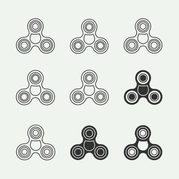 Fidget Spinner Toy Icon Set Vector Illustration