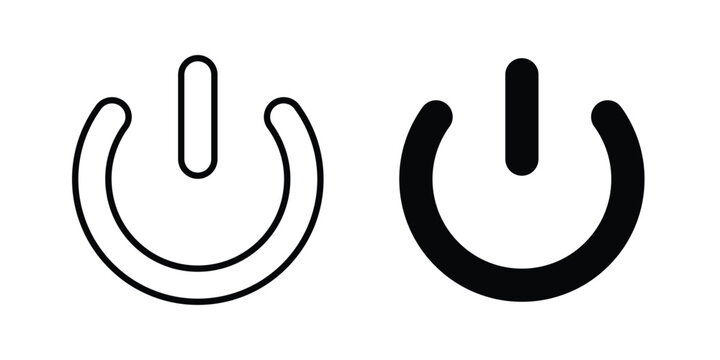 Power button icon in stroke outline style with flat version