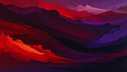 Handdoek met foto Bordeaux A vibrant abstract landscape with swirling red, purple, and black hues  © Dpdaaa