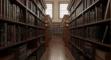 Obraz premium Back to school majestic library hallway education learning and knowledge