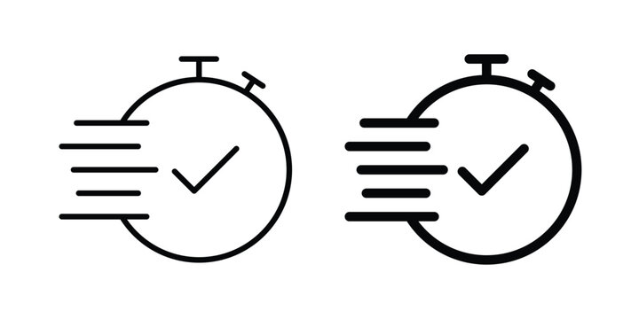Quick Time icon in stroke outline style with flat version