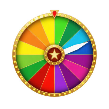 A colorful wheel with a star in the center isolated on transparent background
