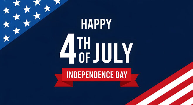 Happy 4th of July Independence Day text with American flag elements fourth holiday