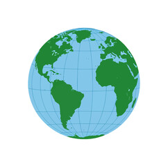 Fototapeta premium Illustration of the Earth with Visible Continents and Grid Lines.