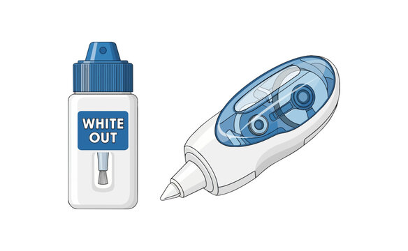 White Out Correction Fluid and Tape Dispenser Illustration.