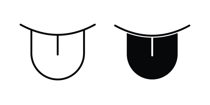 Tongue icon in stroke outline style with flat version