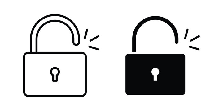 Unblocked icon in stroke outline style with flat version