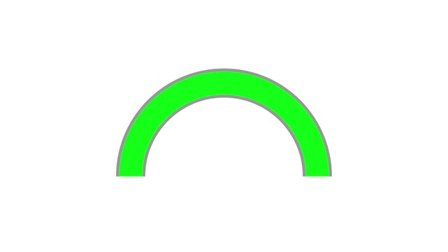 Animated semi-circular progress bar loading from red to green on a clean white background.