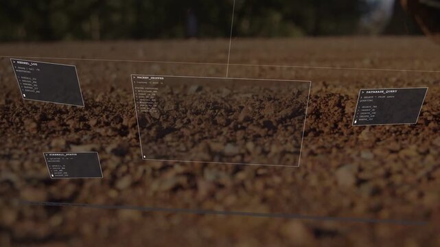 Tire pressing grit activating HUD overlapping tread, forming arc then centering, showing firewall