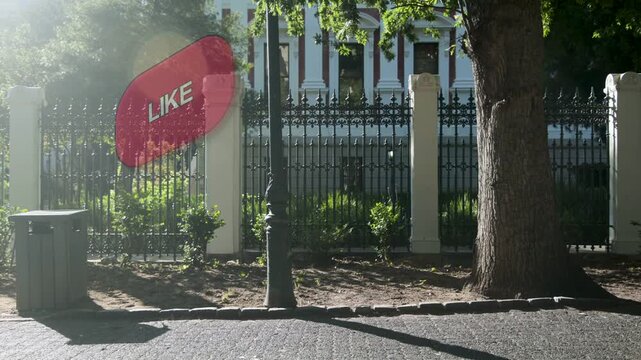 Walkers passing, LIKE bubble floating in causing bubbles covering walkers for marketing