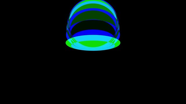 Green and blue abstract geometric shapes pulsing and expanding in a rhythmic motion.