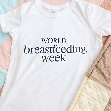 White t-shirt with breastfeeding quote