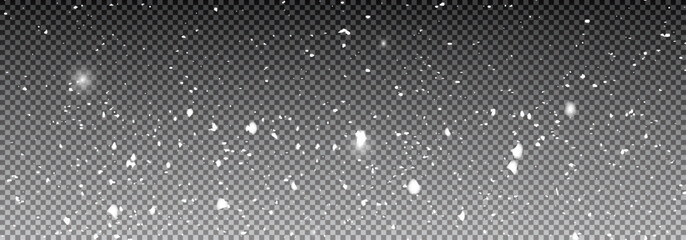 Naklejka premium Transparent background with small falling snowflakes.