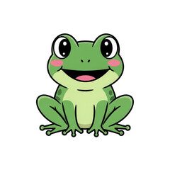 Obraz premium A green frog with a happy expression isolated on transparent background
