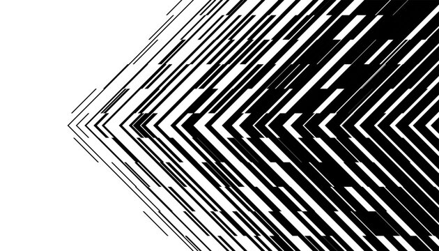Black and white abstract transition pattern with sporty arrows shape for modern background and design element. Vector Format Illustration 