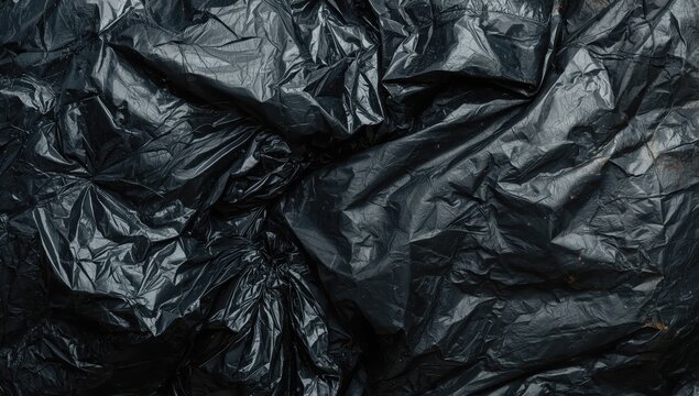 Worn black plastic surfaces, used bags, and tarps for weather protection.
