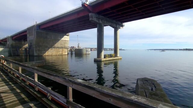 Under Casco Bay bridge from public park