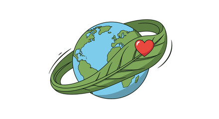 Fototapeta premium Earth wrapped in green leafy heart.