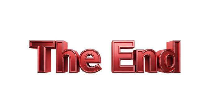 Red 3D The End Text on Transparent Background