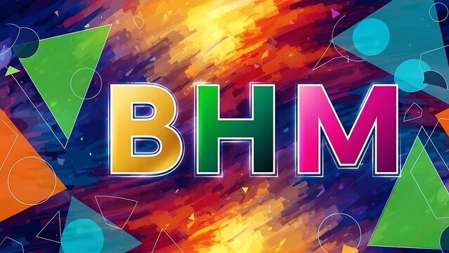 Bold graphic design with colorful shapes and three letter abbreviation