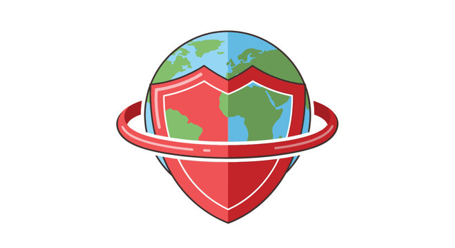 Global Protection Earth Shield Icon Concept.