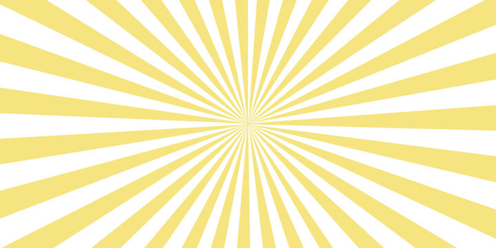 Bright sunburst background vector design with yellow and orange sun rays creating a warm radial summer sunrise beam and sunshine burst effect