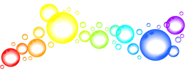 Naklejka premium Multicolored transparent bubbles in rainbow colors on a black background.ai