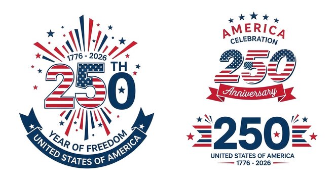 United states 250th anniversary celebration logos for 17762026 year of freedom