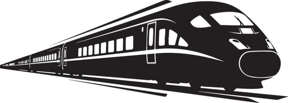 Black train, modern locomotive, vector illustration, transportation icon