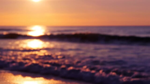Ocean waves under sunset sky atmospheric visuals for backgrounds