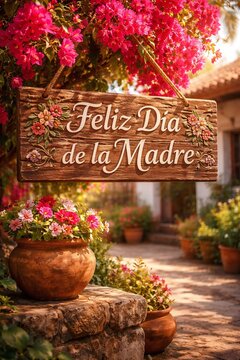 feliz dia de la madre wood sign