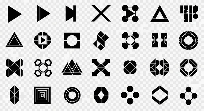 Set of Abstract Geometric Shapes and Minimalist Vector Icons