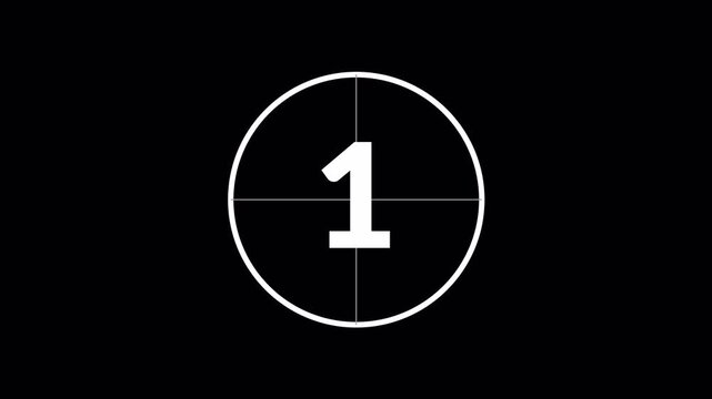 Circle Countdown timer from 5 to 0 seconds in real time animation 4k alpha channel
