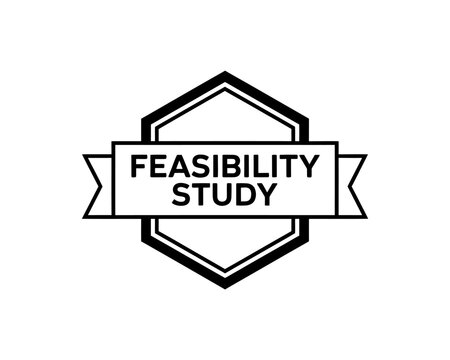 Feasibility study concept with shield and ribbon badge design element for business analysis