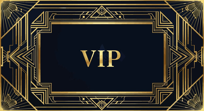 VIP Gold Art Deco Frame Invitation Template